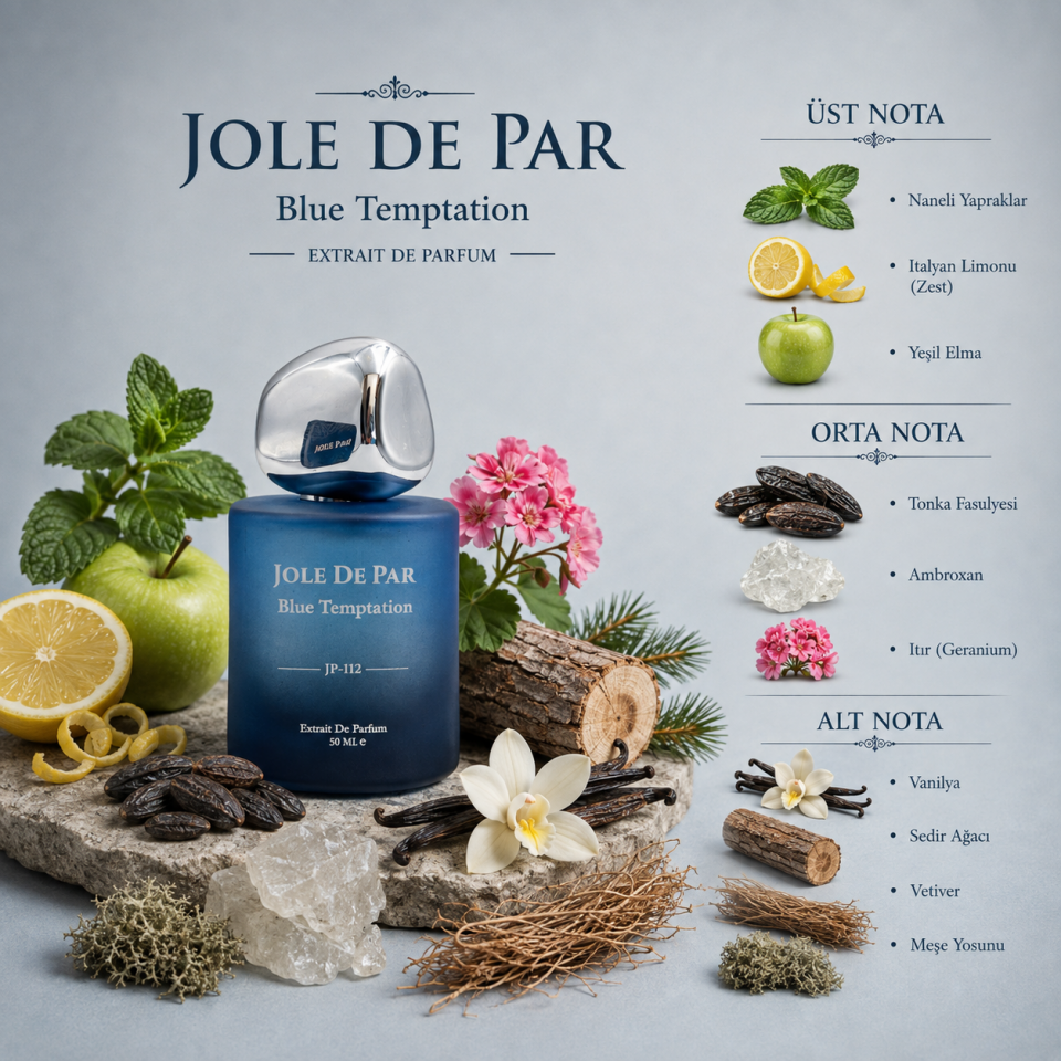 Blue Temptation JP-112 Erkek Parfümü | Fresh Tatlı Vanilyalı Enerjik Koku