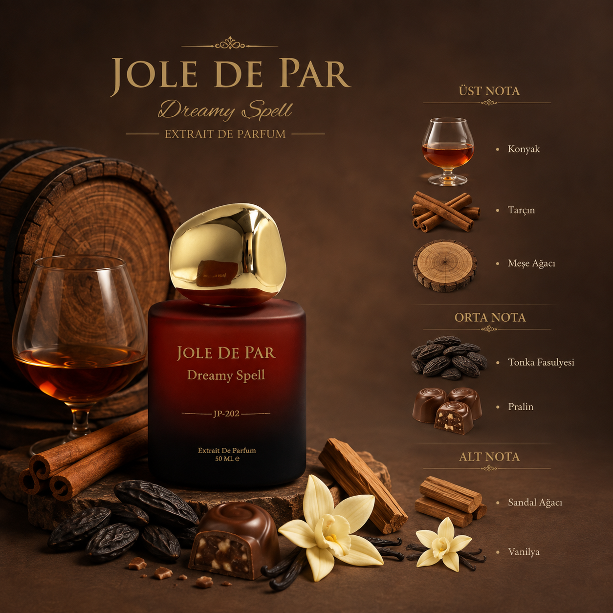 Dreamy Spell JP-202 Unisex Parfüm | Tarçınlı Amber Vanilyalı Niş Koku