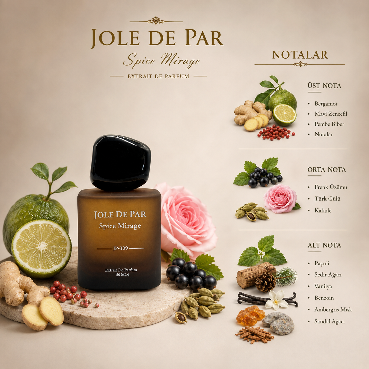Spice Mirage JP-309 Unisex Parfüm | Baharatlı Vanilyalı Prestij Niş Koku