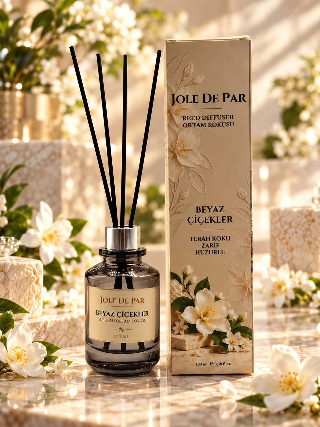 Jole De Par Beyaz Çiçekler 100 ml - Ferahlatıcı Çubuklu Oda Kokusu