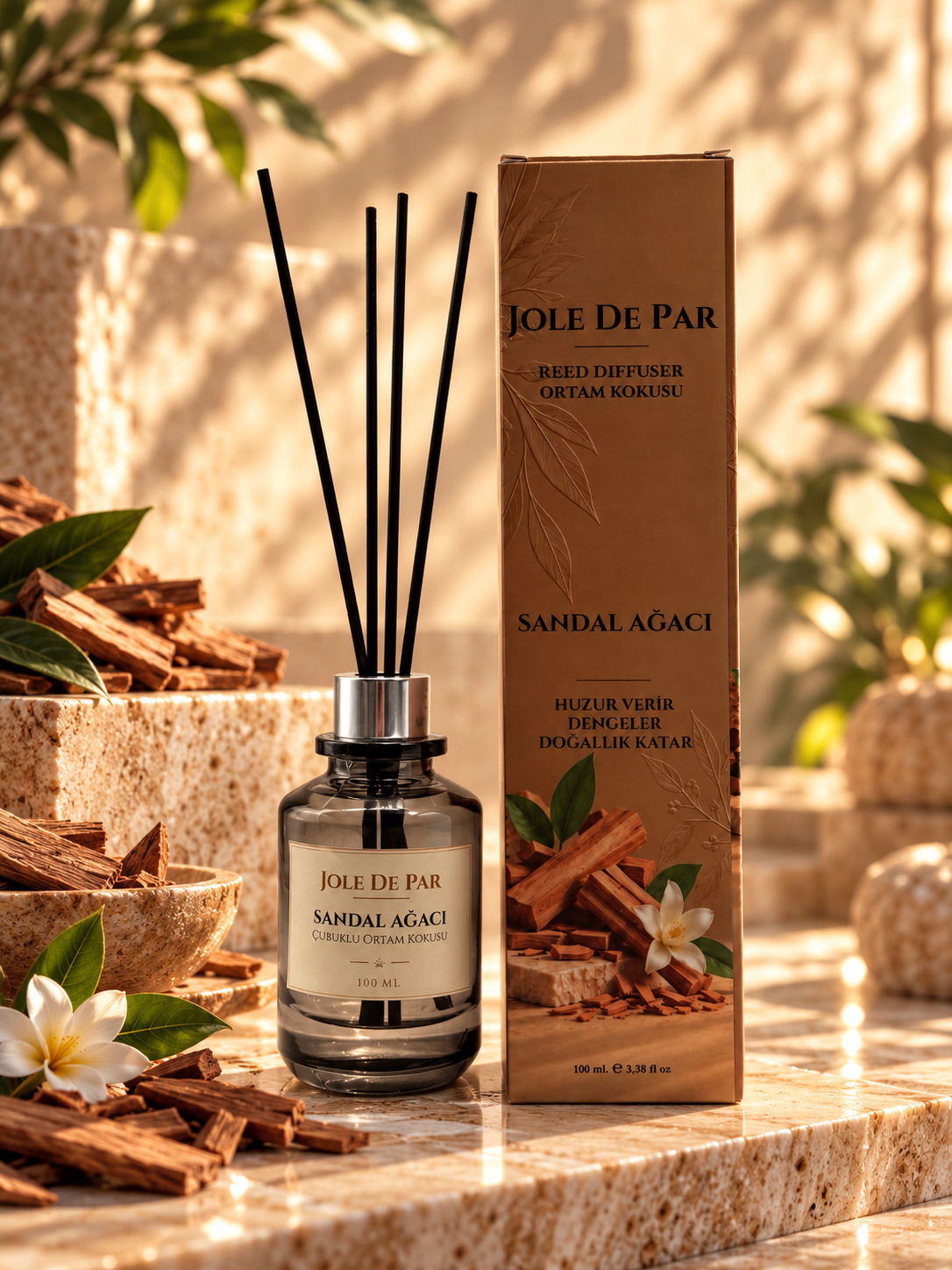 Jole De Par Sandal Ağacı 100 ml - Odunsu Kalıcı Çubuklu Oda Kokusu